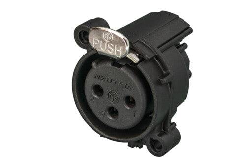 Neutrik Receptacle - A series - XLR 3 pin - female - PCBH - Pin 1/shell/front panel isolated - no ground contact - plastic/gold