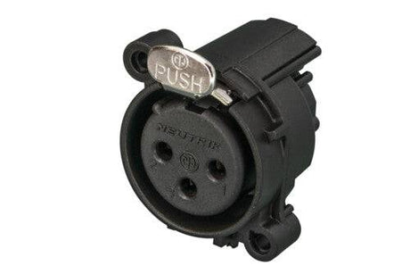 Neutrik Receptacle - A series - XLR 3 pin - female - PCBH - Pin 1/shell/front panel isolated - no ground contact - plastic/gold