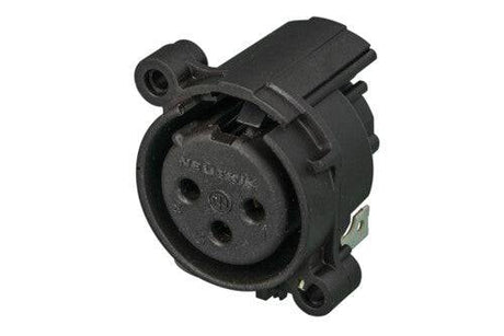 Neutrik Receptacle - A series - XLR 3 pin - female - PCBH - Pin 1 isolated - ground contact/shell/front panel connected - plastic/gold - latchless