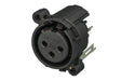 Neutrik Receptacle - A series - XLR 3 pin - female - PCBV - Pin 1 isolated - ground contact/shell/front panel connected - plastic/gold - latchless