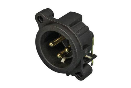 Neutrik Receptacle - A series - XLR 3 pin - male - PCBH - Pin 1 isolated - ground/shell connected - plastic/gold