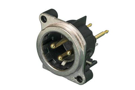 Neutrik Receptacle - B series - XLR 3 pin - male - PCBV - Pin 1 isolated - ground/shell connected - gold