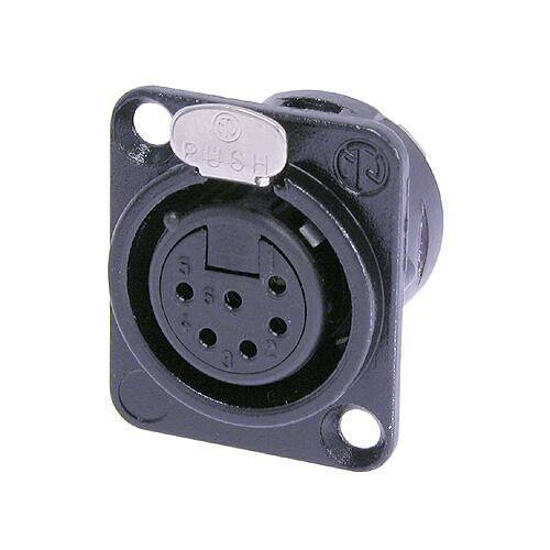 Neutrik Receptacle DL1 series 6S pin female - solder cups - black/gold