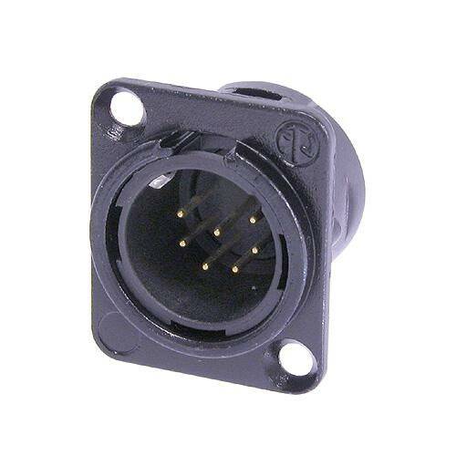 Neutrik Receptacle DL1 series 7pin male - solder cups - black/gold