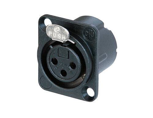 Neutrik Receptacle DLX series 3 pin female - solder - black/silver
