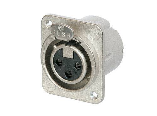 Neutrik Receptacle DLX series 3 pin female - solder - nickel/silver, with M3 tapped mounting holes