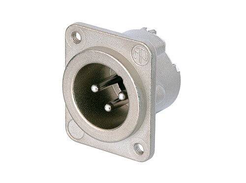 Neutrik Receptacle DLX series 3 pin male - solder - nickel/silver, with M3 tapped mounting holes