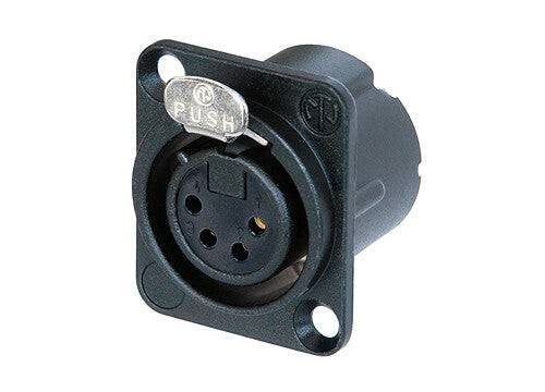 Neutrik Receptacle DLX series 4 pin female - solder - black/gold