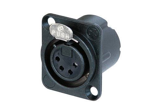 Neutrik Receptacle DLX series 4 pin female - solder - black/silver