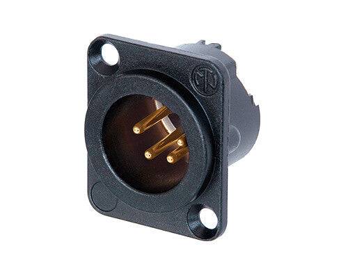 Neutrik Receptacle DLX series 4 pin male - solder - black/gold
