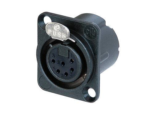Neutrik Receptacle DLX series 6 pin female - solder - black/gold