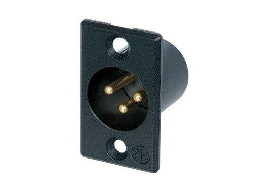 Neutrik Receptacle P series 3 pin male - solder cups - black/gold