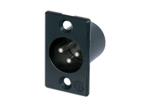 Neutrik Receptacle P series 3 pin male - solder cups - black/silver