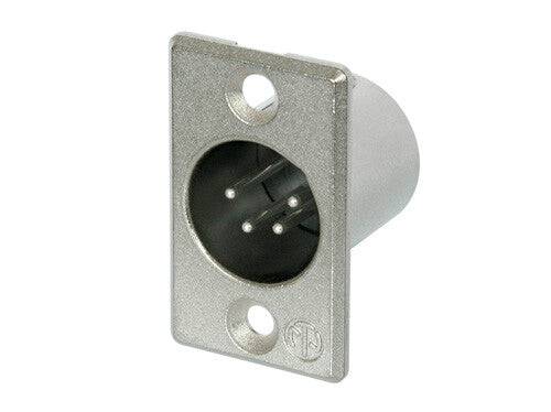 Neutrik Receptacle P series 4 pin male - solder cups - nickel/silver