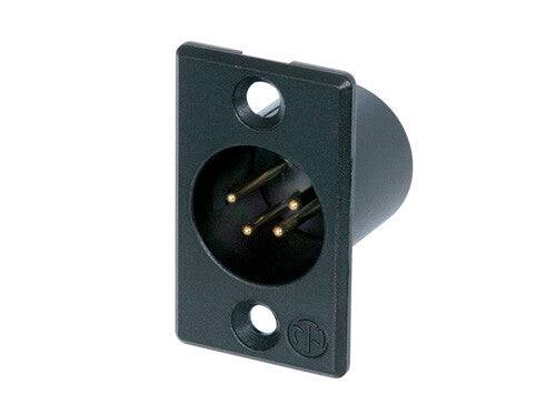 Neutrik Receptacle P series 4 pin male - solder cups - black/gold