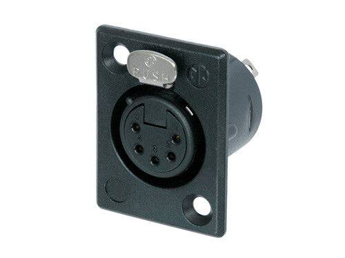 Neutrik Receptacle P series 5 pin female - solder cups - black/gold