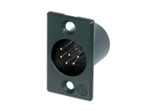 Neutrik Receptacle P series 6 pin male - solder cups - black/gold