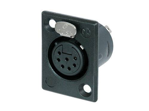 Neutrik Receptacle P series 7 pin female - solder cups - black/gold