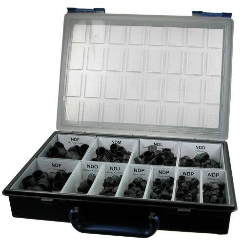 Neutrik dummyPLUG Case - includes (100) NDP, (50) NDF, (25) NDM, (25) NDL, (25) NDJ, (25) NDD, (5) NDO - rubber - black