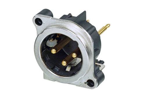 Neutrik Receptacle - B-SW series - XLR 3 pin - male - PCBv - Pin 1 isolated - ground/shell/front panel connected - NI
