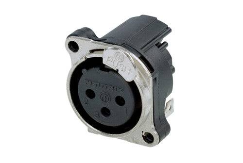 Neutrik Receptacle B series 3 pin female PCBH Pin 1 & grd separate - Ni - disassembled asymmetric push