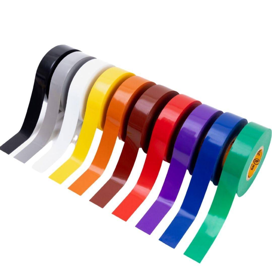 Pro Plus Electrical Tape - 3/4" x 60', 10-Pack Multi Color