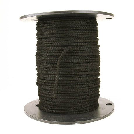 No. 4 1/8" Diamond Braid Premium Cotton Tie Line, Black - 600'