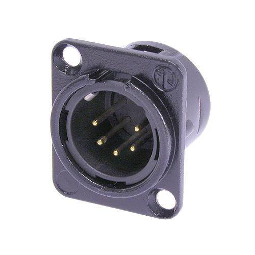 Neutrik 5 Pin Chassis Male XLR Connector - Black/Silver - NC5MD-L-BAG-1