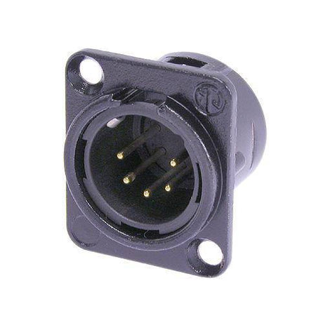 Neutrik 5 Pin Chassis Male XLR Connector - Black/Silver - NC5MD-L-BAG-1