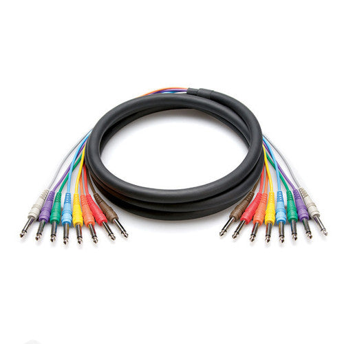 Hosa 1/4" TSM Patch Cables 8 Pack, 3', CPP-890 - Neon Production Supply