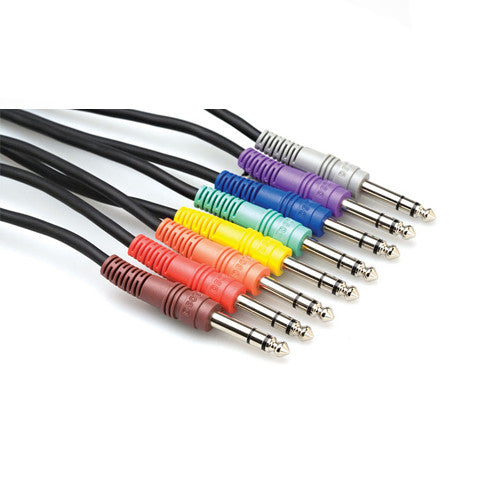 Hosa Balanced 1/4" TRSM to Same Cables, 8 Pack, 3' - CSS-890 - Neon Production Supply