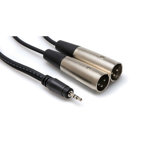 Hosa 1/8" 3.5mm TRSM to 2x XLR3M Cable, 6' - CYX-402M - Neon Production Supply