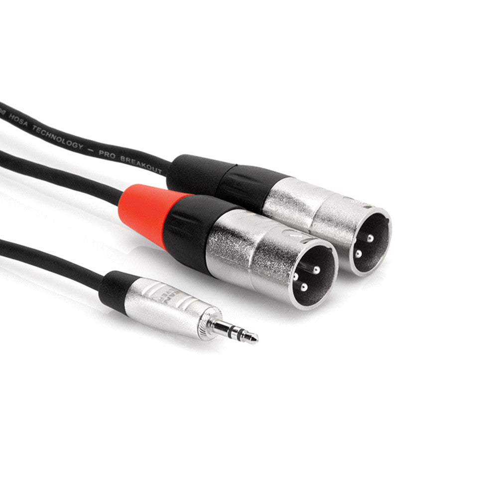 Hosa Adaptor - 3.5mm TRSM to 2x XLR3M, 6' - HMX-006Y - Neon Production Supply