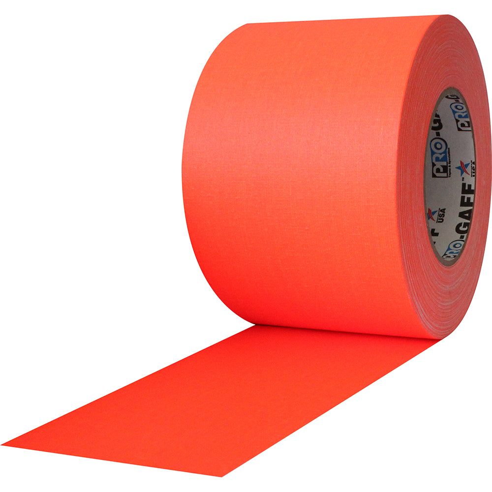 Pro Gaff Tape - 4" x 50yd, Fluorescent Orange - Neon Production Supply