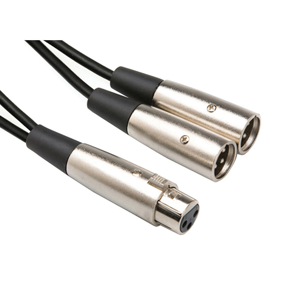 Hosa XLR Y Cable - XLR3F to 2x XLR3M, 18" - YXM-101.5 - Neon Production Supply