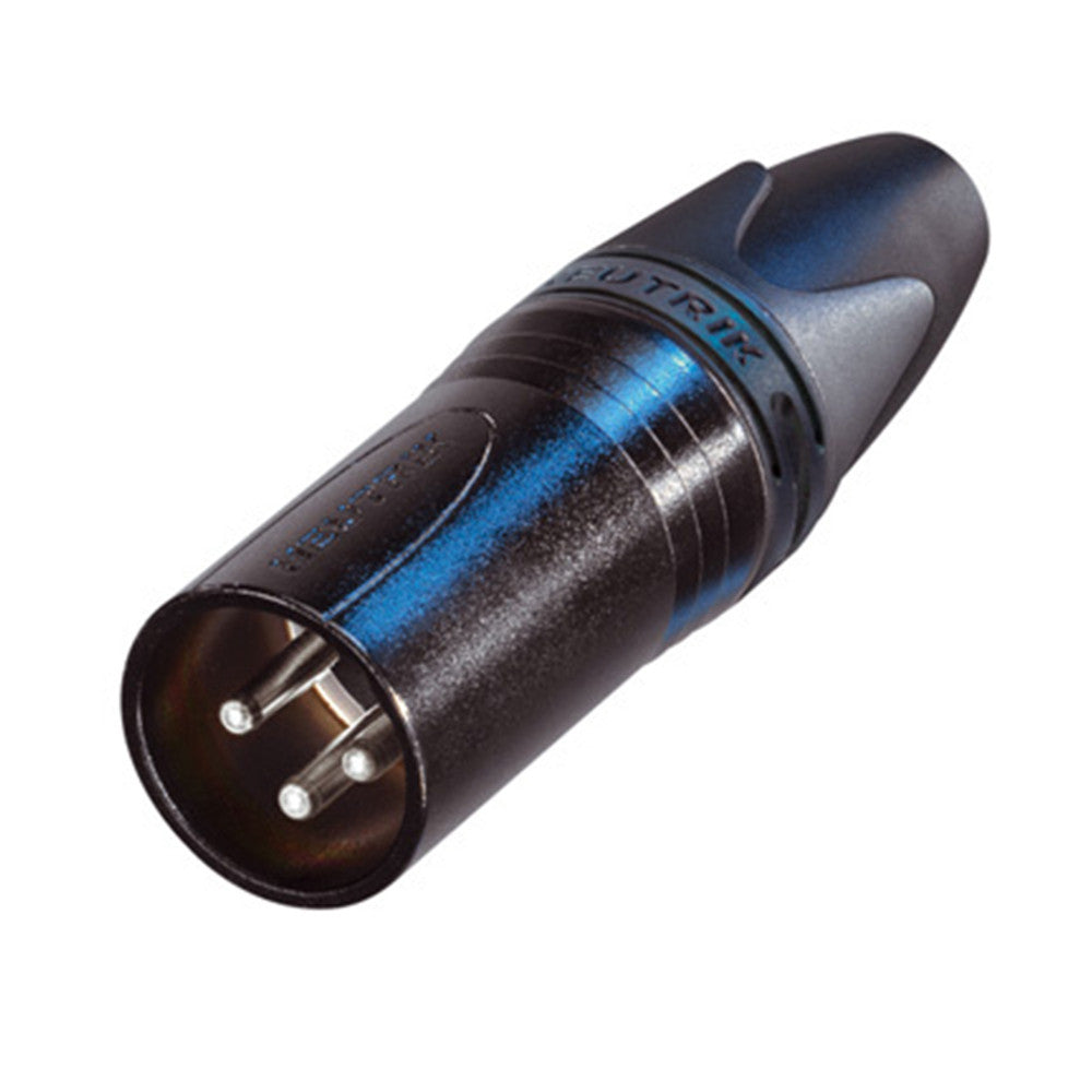 Neutrik 3 Pin Inline Male XLR Connector, Black/Silver - NC3MXX-BAG - Neon Production Supply