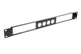 Neutrik Rack panel, 19 " 1RU, accepts 1 or 2 NA2-IO-DLINE plus 4 D-shape chassis connectors (not included); black