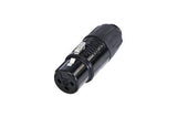 Neutrik REAN adapter TINY XLR male receptacle to female XLR, black housing, gold plated contacts