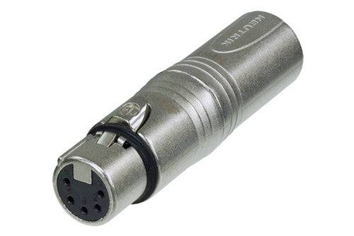 Neutrik Adapter - 3 pin XLR male to 5 pin XLR female - pre-wired