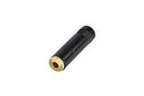 Neutrik Rean‚Ñ¢ Cable Jack 3.5mm (1/8") stereo - black/gold, w/Solder Terminals, Max cable OD 4mm