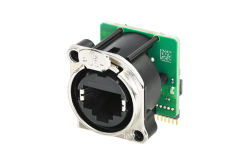 Neutrik Receptacle etherCON Cat 5 B series - PCBH- integrated 1Gb magnetics