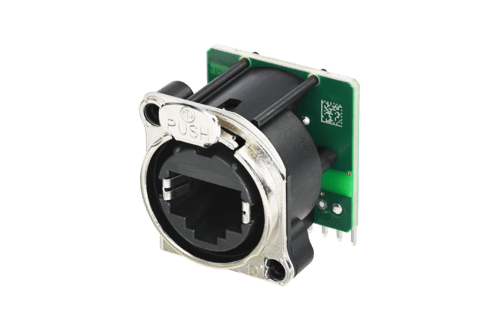 Neutrik Receptacle etherCON Cat 5 B series - PCBH- integrated 100Mb magnetics