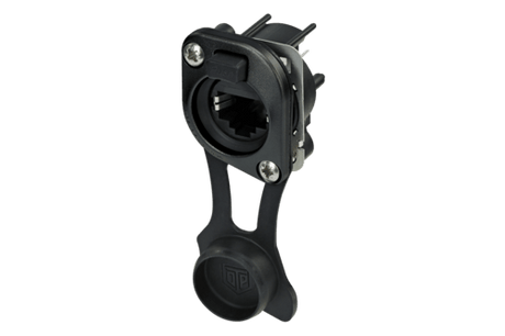 Neutrik Receptacle etherCON CAT5 D series - PCBV - black - TOP - IP 65 and UV rated
