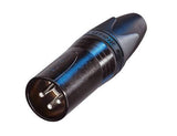 Neutrik Cable end XX series 3 pin male - crimp 24 - 22 AWG wire- black/silver; Use DIE-R-HA-1