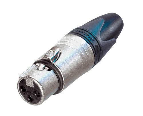 Neutrik Cable end XX series 3 pin female - crimp 24 - 22 AWG wire- nickel/silver; Use DIE-R-HA-1