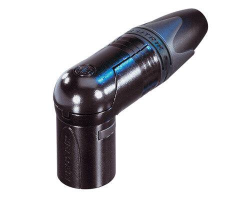 Neutrik Cable end RX series 3 pin male right angle - black/silver