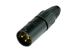 Neutrik Cable end X series 3 pin male - black/gold