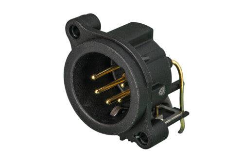 Neutrik Receptacle - A series - XLR 5 pin - male - PCBH - Pin 1 isolated - ground contact/shell/front panel connected - plastic/gold