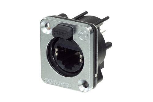 Neutrik Receptacle etherCON CAT5 D series - PCBV - nickel - weather resistant to IP54 (mated)