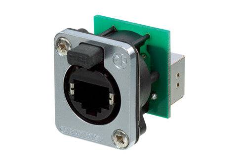 Neutrik Receptacle etherCON CAT5 D series - feedthrough - nickel - with etherCON Waterproof Kit IP54